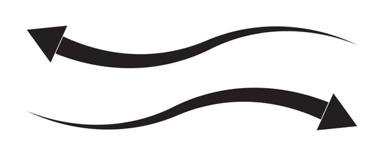 Long curve arrow icon in black color. flat style Arrow symbol. long line arrow vector. Vector illustration. 