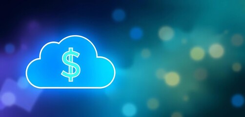 Cloud icon with dollar symbol, digital finance, online payments, cloud computing transaction, business, cloud computing