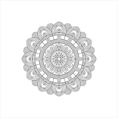 Black and white ornamental mandala pattern with intricate linework circular
