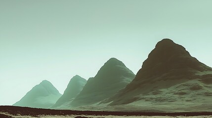 captured with full-frame camera, 135mm lens, multiple mountain silhouettes fading gradually into soft pastel gradient sky with warm and cool tones