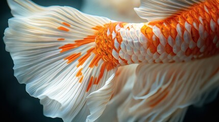 Detailed close-up of a fish's tail fin.