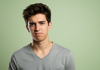 Obraz premium Young Man with a Skeptical Expression. AI Generated