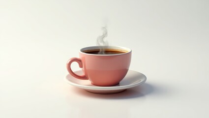 Obraz premium Pink coffee cup with steam rising.