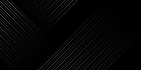 Black background with shiny diagonal lines wallpaper, Black and grey metallic abstract tech background. © Hanofa Febriyanti