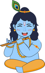 bal lord krishna playing flute happy krishna janmashtami and dahi handi Hindu festival
