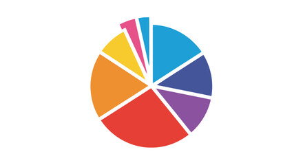 Obraz premium Colorful pie chart illustrating data segments, showcasing proportions and distribution.