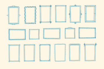 Collection сoquette doodle frame. Minimalist line art. Trendy vintage whimsical borders for wedding invitations, birthday card, prints. Vector сoquette frame set	