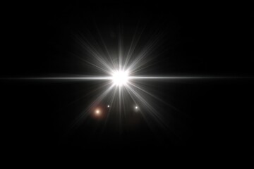 Fototapeta premium Dramatic White Light Flare Against Dark Background Creating an Ethereal and Powerful Visual Impact with Secondary Glowing Orbs Enhancing Depth.