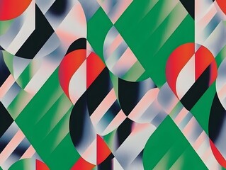 Obraz premium Abstract Geometric Pattern Green Red Black White Gradient