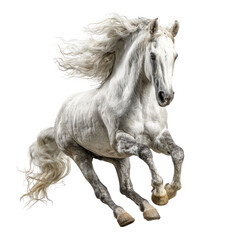 Obraz premium A powerful, white horse in full gallop