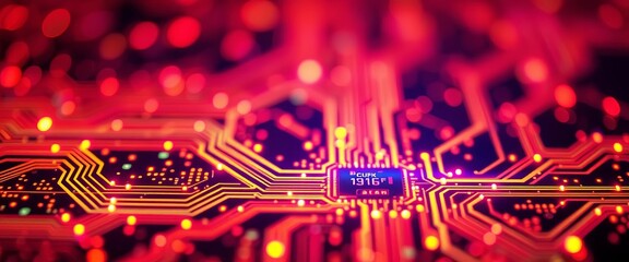 Abstract glowing circuit board texture, digital technology backdrop,  futuristic,  texture