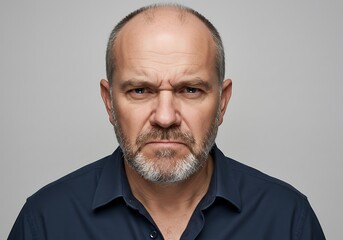 Obraz premium Intense Portrait of a Mature Man. AI Generated