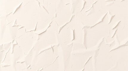 Macro shot of a crumpled sheet of beige paper. Prominent folds and shadows create an abstract pattern.