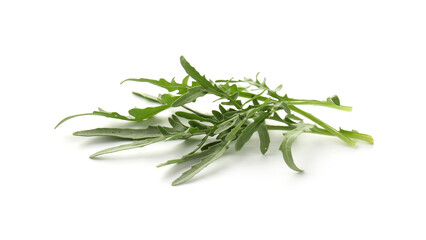 Fresh ripe green arugula leaves isolated on white