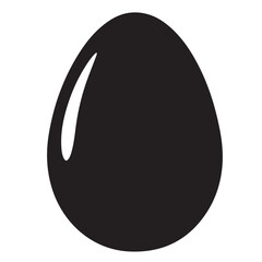 Black egg illustration with white shiny reflection on white background