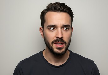 Obraz premium Expressive Man with Concerned Look. AI Generated