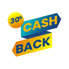 Cash Back Promotion: A vivid and compelling illustration of a cash back offer, highlighting a percentage alongside the words cash back, designed to attract attention and encourage purchases.