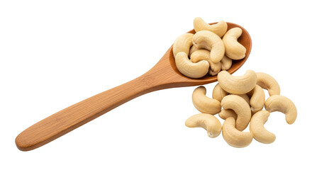 Isolated Pile of Cashew Nuts with Spoon