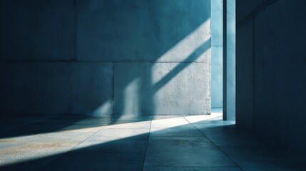 Obraz premium Sunlit minimalist room with concrete floor, a study in light and shadow light