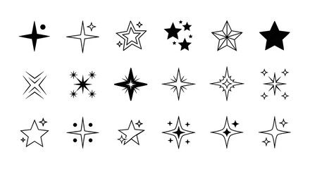 Collection of various star shapes on white background
