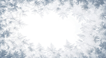 Obraz premium Frosted leaf pattern framing an empty center for text, cutout isolated on transparent bg, png