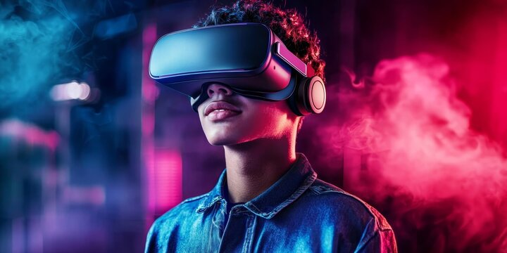 Immersion in a futuristic cyber world through advanced VR technology.