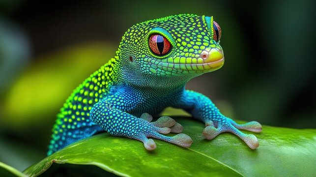 Vibrant gecko on a leaf (1)
