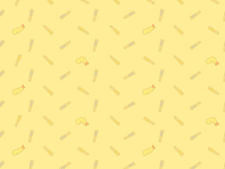 Chopsticks and Shrimp Tempura Seamless Pattern on Pale Yellow Background, popcorn background illustration