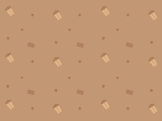 Sweet brown color chocolate popcorn pattern, popcorn background illustration