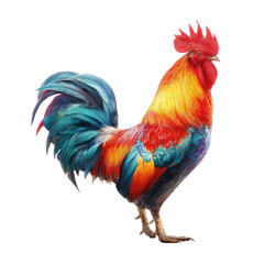 Fototapeta premium Vibrant rooster, colorful plumage, bold colors