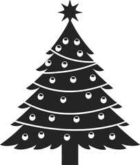 Fototapeta premium Elegant black christmas tree silhouette with decorative ornaments vector design