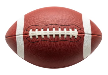 Football close-up view showing detailed texture and stitching cutout isolated on transparent bg, png