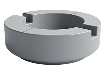 Modern gray circular seat. Functional minimalist outdoor furniture for park