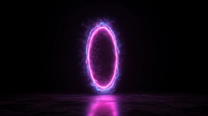 Vertical glowing oval light portal appearing in dark environment seamless looping time-lapse animation video background. Sci-fi concept - Powered by Adobe