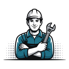 plumber with wrench vector