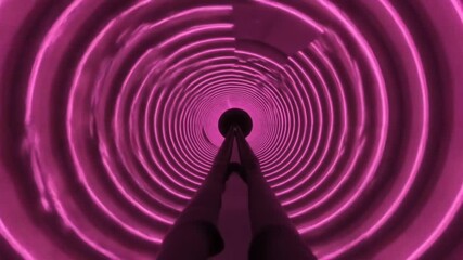 Magenta glowing tunnel with concentric circular lights in endless digital structure seamless looping time-lapse animation video background. Technology concept - Powered by Adobe