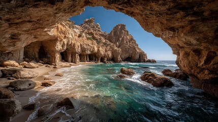 Obraz premium Cave opening to a beach