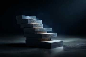 Fototapeta premium A minimalist image of a stone staircase, symbolizing progress and growth. The steps ascend with a slight upward tilt