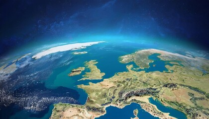 a view from space on europe continent planet earth from satellite view