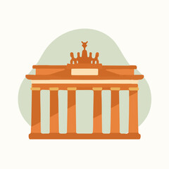 Minimalist vector illustration of the Brandenburg Gate in Berlin, Germany. Iconic historical landmark with clean architectural lines and soft background. 