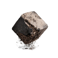 Close-up of a cubic rock with layered textures