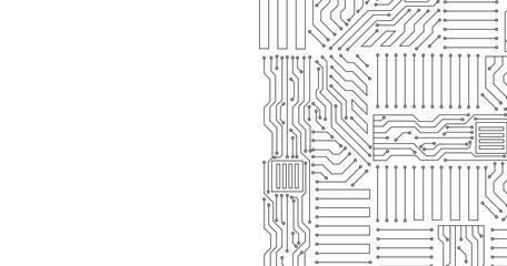 Circuit board abstract technology on white background. Copy space for text. Vector illustration.