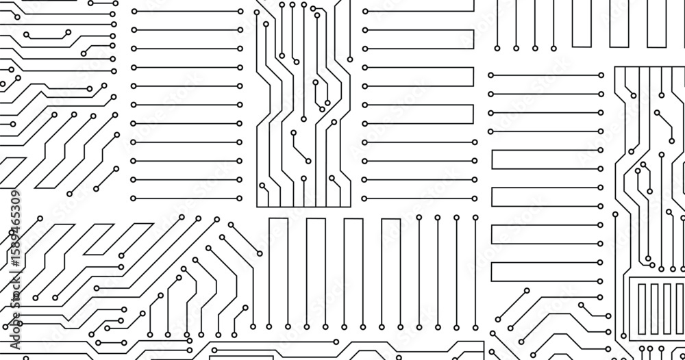 Wall mural abstract digital circuit board on technology white background. circuit connected lines and dots on a