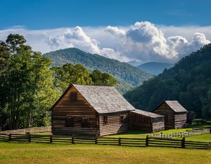 Obraz premium the mountain farm museum at great smoky mountains national park north carolina