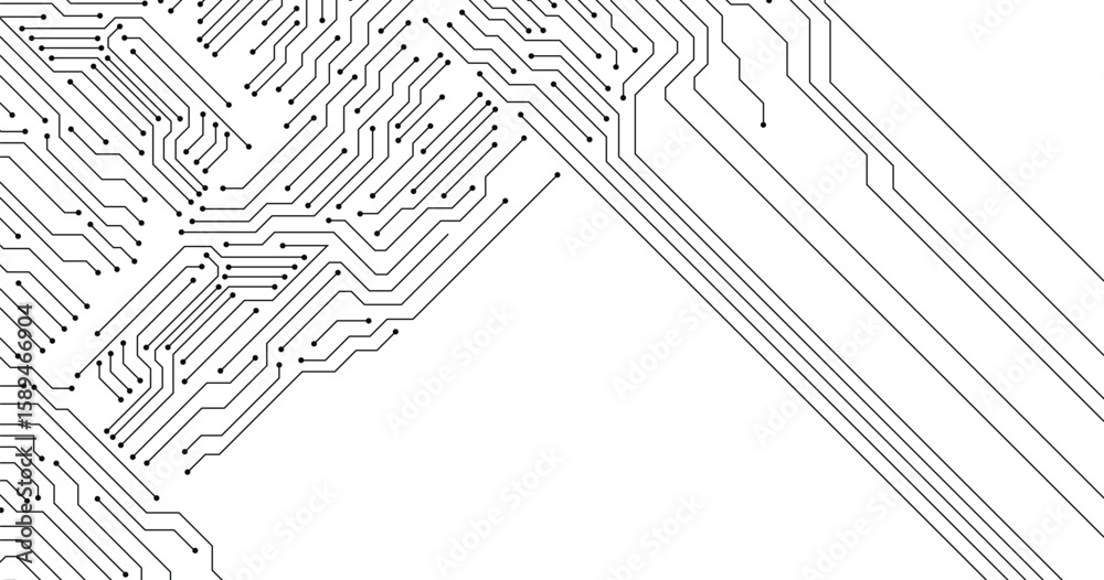 Poster High tech technology geometric and connection system background with digital data abstract. Circuit Board texture Background, seamless pattern stock illustration. 