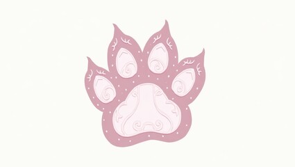Fototapeta premium Ornate paw print design in muted pink.