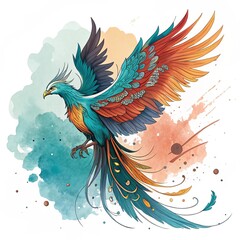 Fototapeta premium vector illustration of a peacock with wings