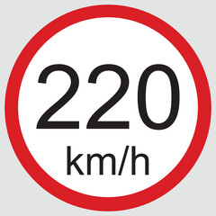240 Km/h Speed Limit Sign Vector Isloated On White Background