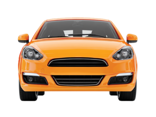 orange car front view isolated on Transparent Background PNG