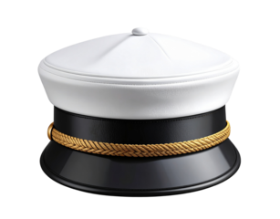  Classic White Sailor Hat with Black Band.